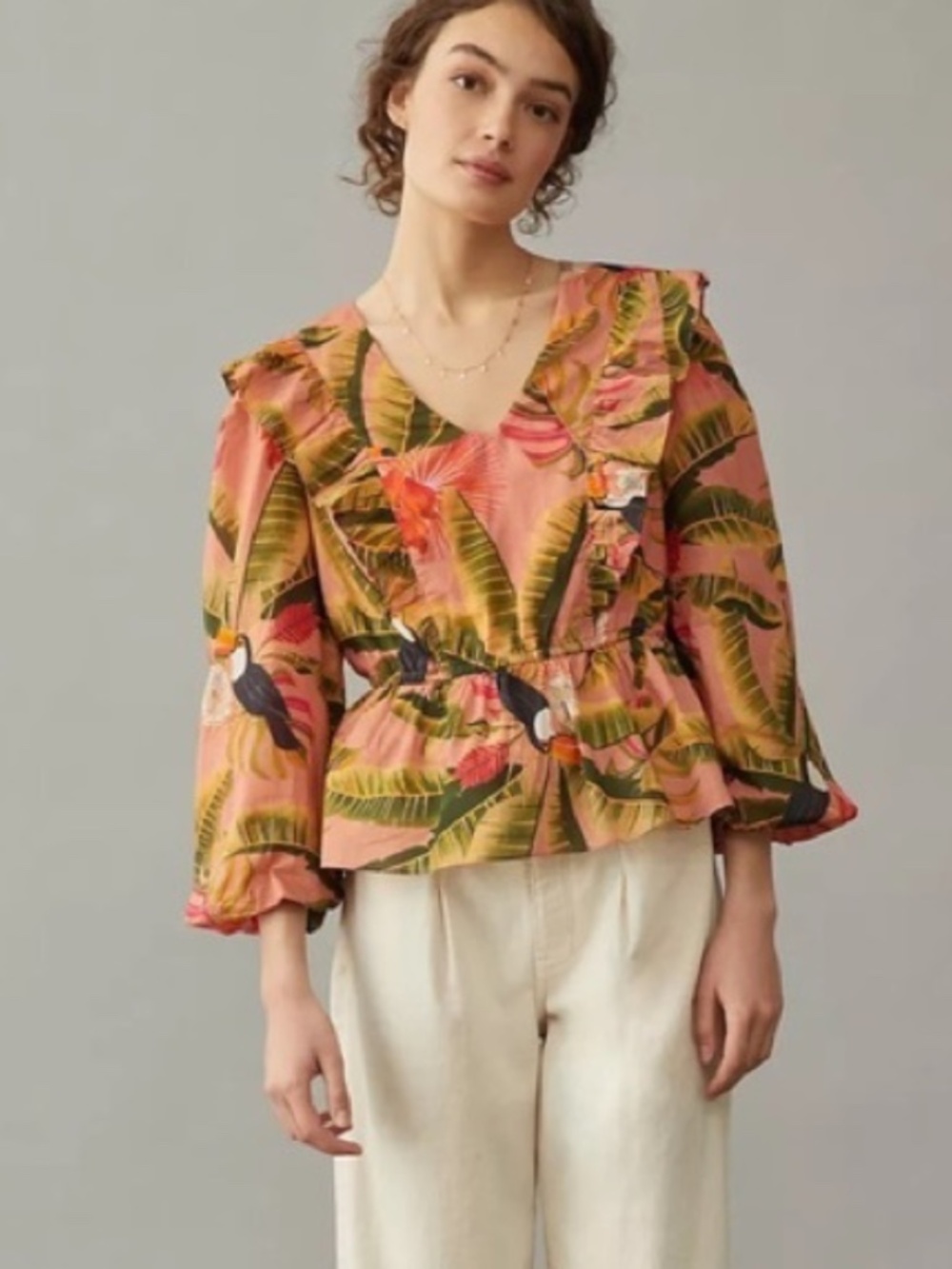 Farm Rio for Anthropologie Yasmine Ruffled Blouse